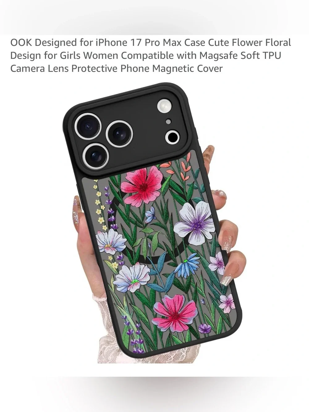 OOK Floral Garden Magnetic iPhone Case 17Pro Max Pink&Purple Design new sealed